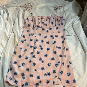 pink and blue floral dress